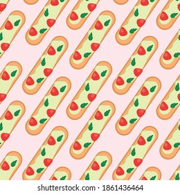 seamless pattern with sweet eclairs