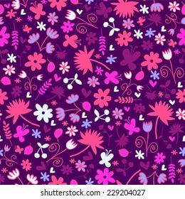 Seamless pattern with sweet floral elements. Vector seamless texture for wallpapers, pattern fills, web page backgrounds