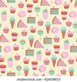 Seamless Pattern with Sweet Food Icons