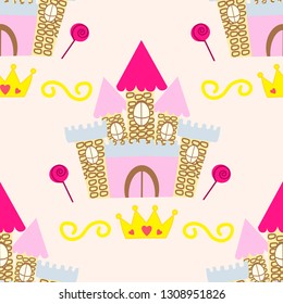 seamless pattern with sweet home princess - vector illustration, eps