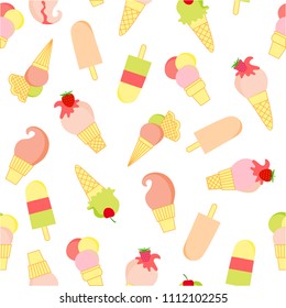 Seamless pattern with sweet ice cream