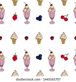 seamless pattern sweet ice cream. menu, postcard