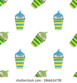 Seamless pattern of sweet ice cream. Colorfull Vector illustration for print on packaging, fabric, textile, wallpaper.