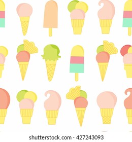 Seamless pattern with sweet ice cream