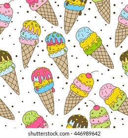 Seamless pattern with sweet ice cream