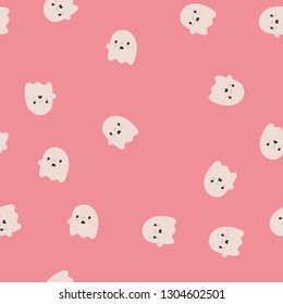 Seamless pattern with sweet kawaii characters. Vector.