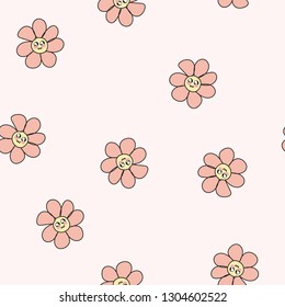 Seamless pattern with sweet kawaii characters. Vector.