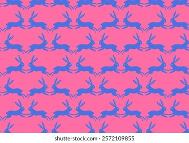 Seamless pattern with the sweet little bunny silhouette vector for your designs. Can be used for t-shirt print, kids wear fashion design, baby shower invitation card