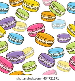 Seamless pattern with sweet macarons