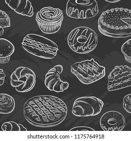 seamless pattern with sweet pastries