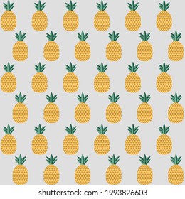 Seamless pattern with sweet  pineapples on a blue   isolated background. Summer minimalistic background