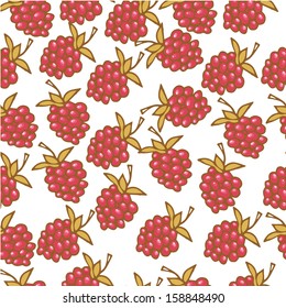 Seamless pattern with sweet raspberries