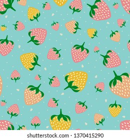 Seamless pattern with sweet strawberries. Fruit background.  Pattern in swatch