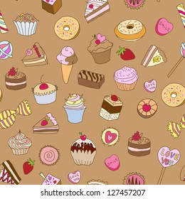 Seamless pattern with sweets.