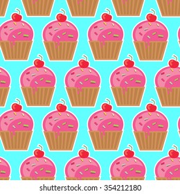 Seamless pattern sweets. Bright candy and donuts.