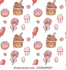 seamless pattern sweets sweets cakes