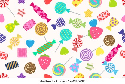 Seamless pattern of sweets and candies icon on white background