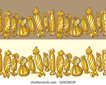 Seamless pattern of sweets. Caramels.