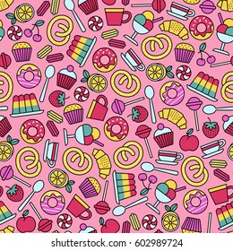 seamless pattern with sweets design elements