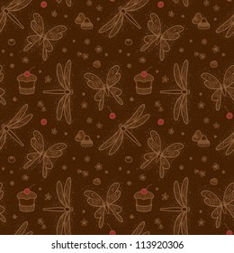 Seamless pattern with sweets and doodle elements