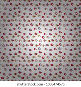 Seamless pattern with sweets - ice cream, cupcakes isolated on cute red, white and black background. Can use for birthday card, the children menu, packaging, textiles, fabrics, wallpaper. Vector.