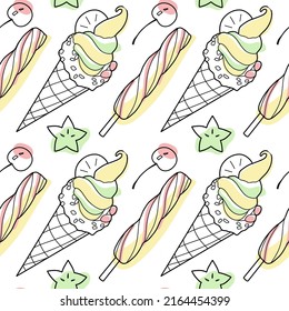 seamless pattern of sweets - ice cream vector