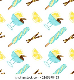 seamless pattern of sweets - ice cream in a bow and on a stickl vector