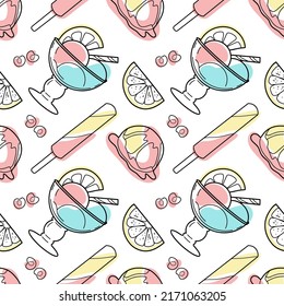 nahtlose Muster von Süßigkeiten - Eis-Vektorgrafik in einer Creme auf einem Stock