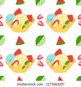 seamless pattern of sweets - ice cream in a bowl