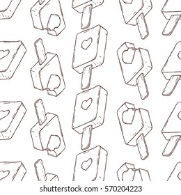 Seamless pattern of sweets, ice cream. Image for a poster or cover. Vector illustration. Repeating texture. Figure for textiles. Picture for painting.