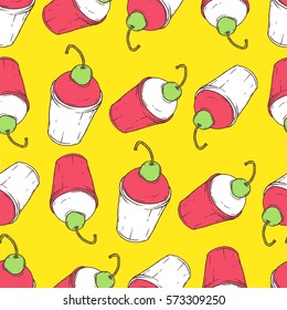 Seamless pattern of sweets, ice cream. Image for a poster or cover. Vector illustration. Repeating texture. Figure for textiles.
