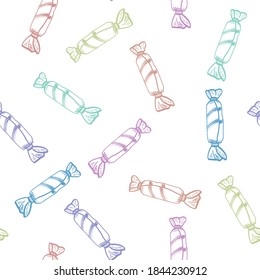 seamless pattern with sweets. multicolored candies in wrappers. for printing on fabric, wrapping paper, invitation cards. wallpaper decoration for a children's room. sweets, dessert, joy. vector eps 
