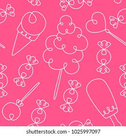 seamless pattern with sweets on pink background.
