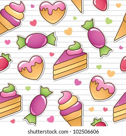 seamless pattern with sweets, vector