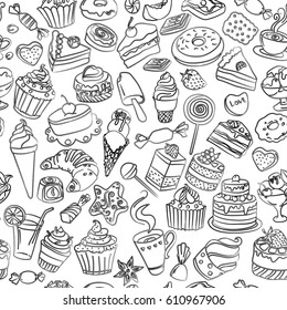 Seamless pattern of sweets in vector. EPS 10