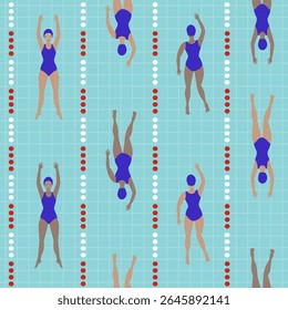 Padrão contínuo com nadadores em uma piscina.