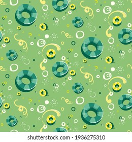 Seamless pattern with swimming circles. Summer texture in doodle style.