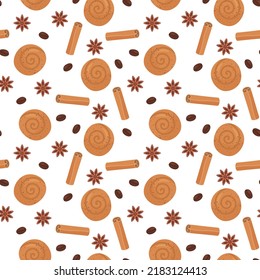 seamless pattern with swirl bakery and cinnamon