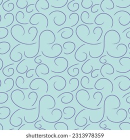 Seamless pattern swirl line art abstract on blue background. Modern trendy vector illustration for fashion design.
