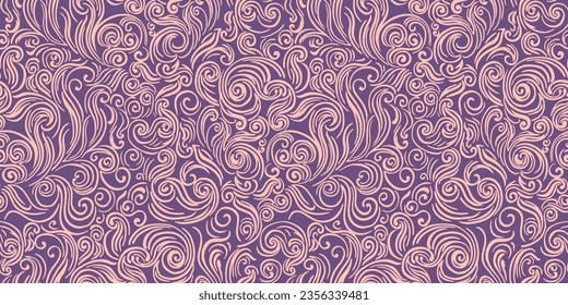 Seamless pattern with swirl shapes. Line tapestry background. Vector hand drawn texture. Vector design ornament for paper, cover, fabric, interior decor, textile, wallpaper, surface design, label,