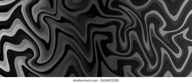 Seamless Pattern with Swirl Water Ripple Splashes. Vector Abstract Black and White Waves. eps 10