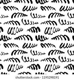 Seamless pattern with swirled lines. Spring imitation. Freehand brush strokes. Modern monochrome texture. Simple geometric texture. 