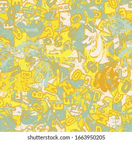 Seamless pattern. Swirling blots stained canvas.