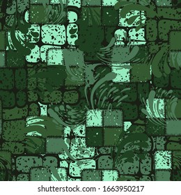 Seamless pattern. Swirling blots stained canvas.