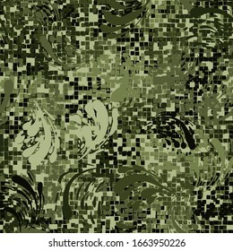 Seamless pattern. Swirling blots stained canvas.