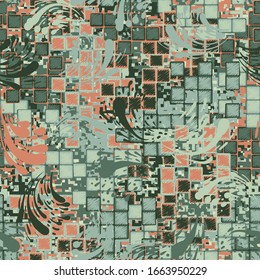 Seamless pattern. Swirling blots stained canvas.