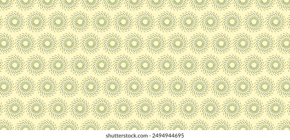 A seamless pattern of swirling green and yellow lines on a light yellow background