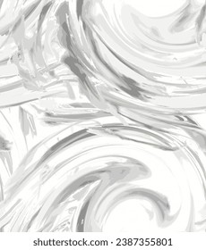 Seamless pattern of swirling strokes of acrylic white and gray paint with gilded veining. Vector svg