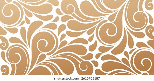 Seamless pattern with swirls in beige and brown colors isolated white backgrounds for wallpaper in the style of baroque seamless, Fashionable modern wallpaper or textile, book cover printing paper