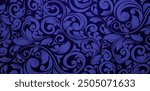 seamless pattern with swirls dark blue colors floral ornamental designs Can be used for wallpaper, pattern fills, web pages backgrounds, surface textures, book covers, fabrics printing, textiles tiles